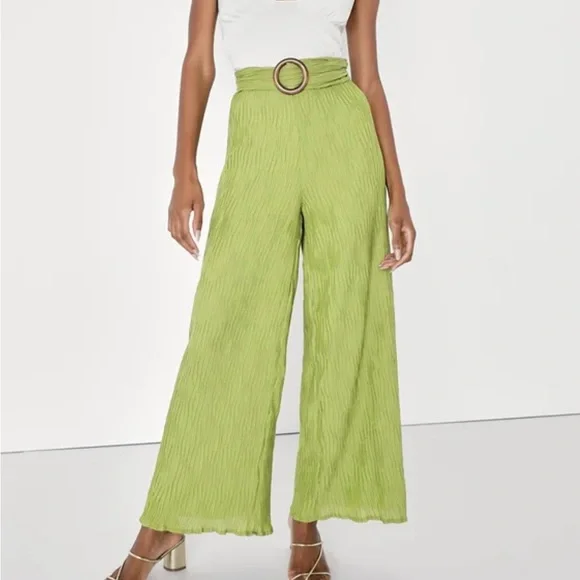 Lulus | Pants & Jumpsuits | Lulus Lime Green Plisse Belted Wide Leg Pants | Poshmark Lulus | Pants & Jumpsuits | Lulus Lime Green Plisse Belted Wide Leg Pants | Poshmark